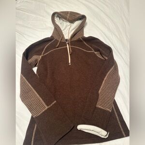 Prana Brown and Cream Hooded Women's Sweater